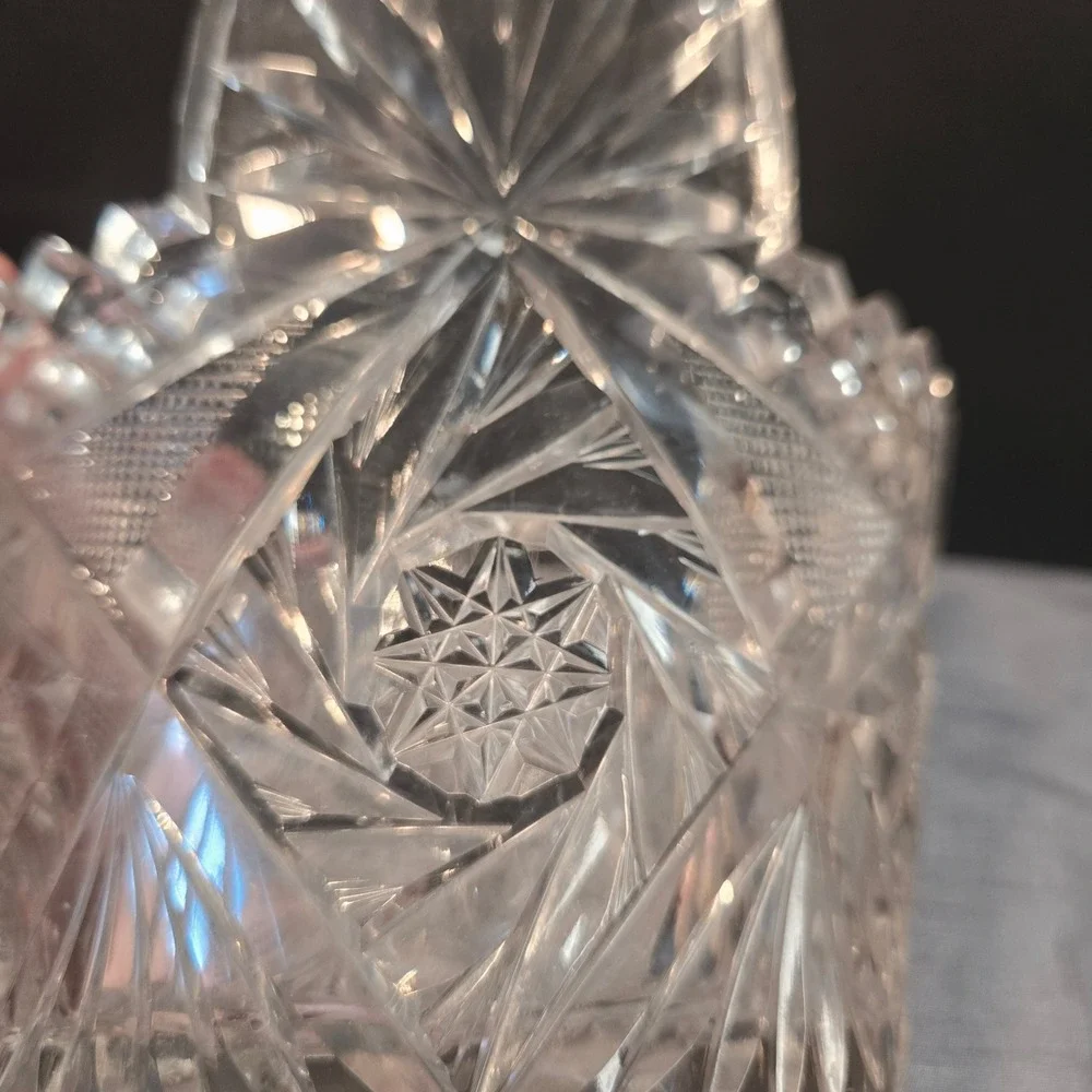 Antique ABP American Brilliant Cut‎ Glass Tab Handled Ice Bucket